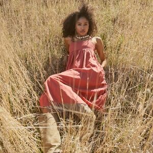 Eddy Gavin Beaded Fringe Midi Dress Rhubarb Coral Pink Red XXL